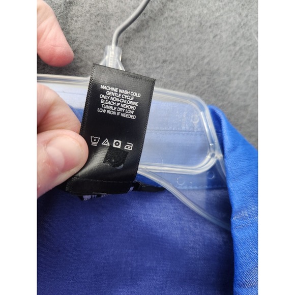 Ali Miles Shirt Womens 1X Blue Eclectic Button Up Long Sleeve Collar Shimmer NWT - Picture 7 of 11